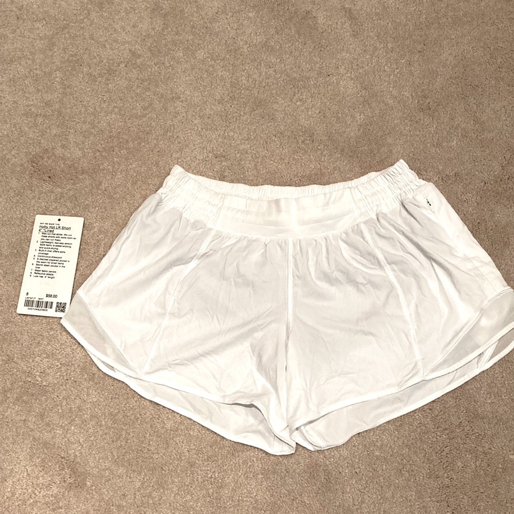 White Lululemon Hotty Hot LR Short 4” * Lined